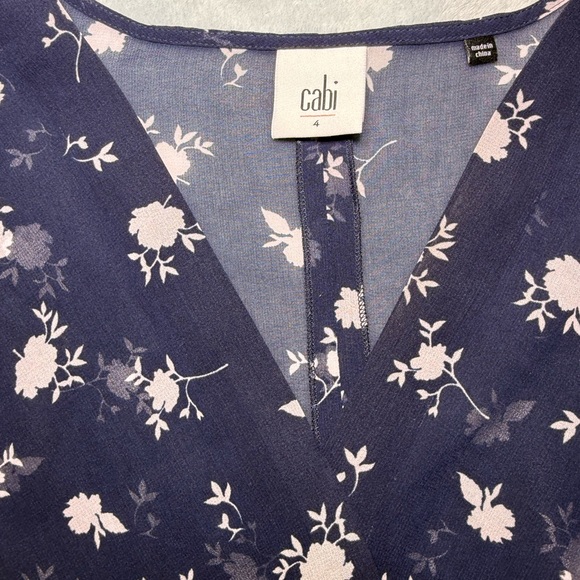 Cabi women’s Pemberley Dream in Midnight Navy Floral Sheer Outer dress sz 4 - Picture 3 of 10